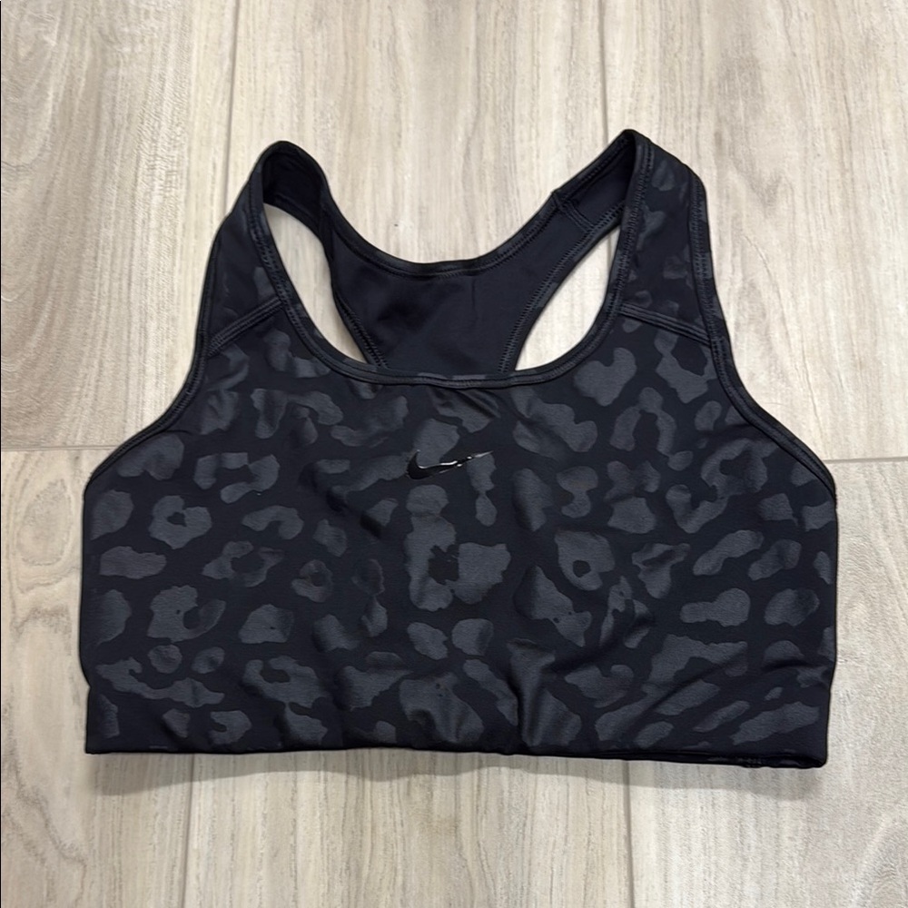 Black Leopard Print Sports Bra